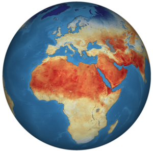 Illustration of land-surface temperature from Copernicus Sentinel-3 